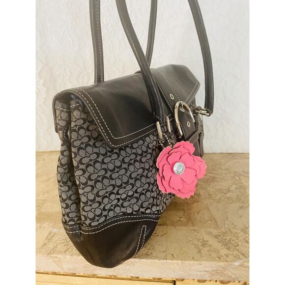 Coach SOHO Signature C Canvas Leather black Shoulder bag HandBag 10578 - Picture 4 of 10